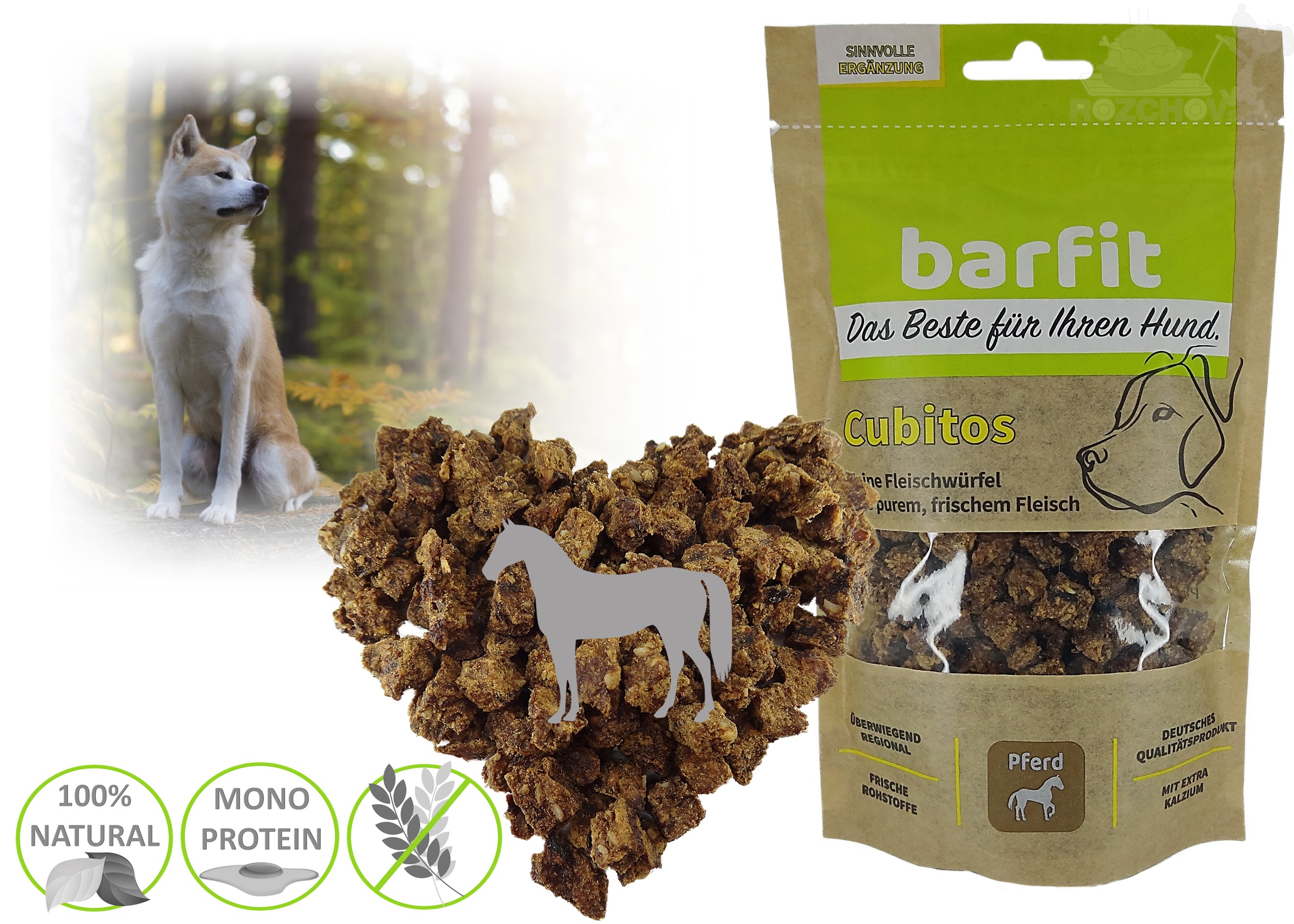 BARFIT sušené kostky masa 100% clear - konina 200g