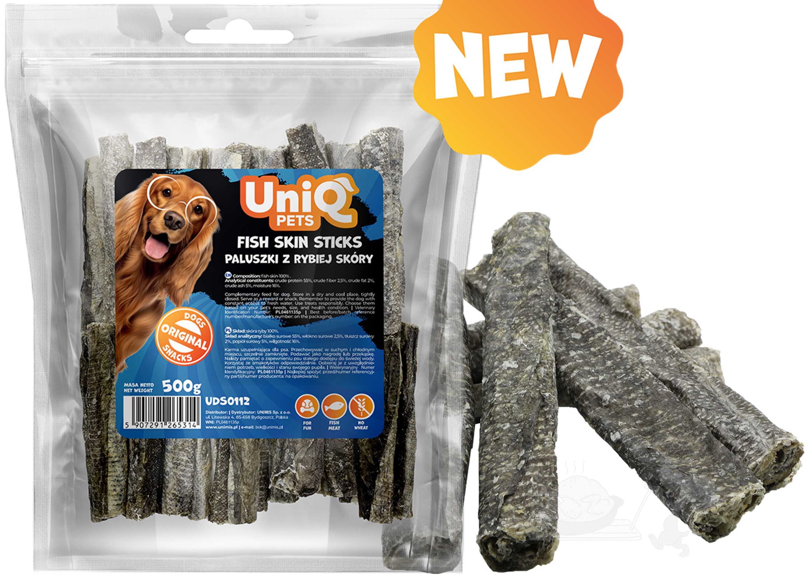 UNIQ PETS Roláda z rybí kúže 500g (houževnatá)