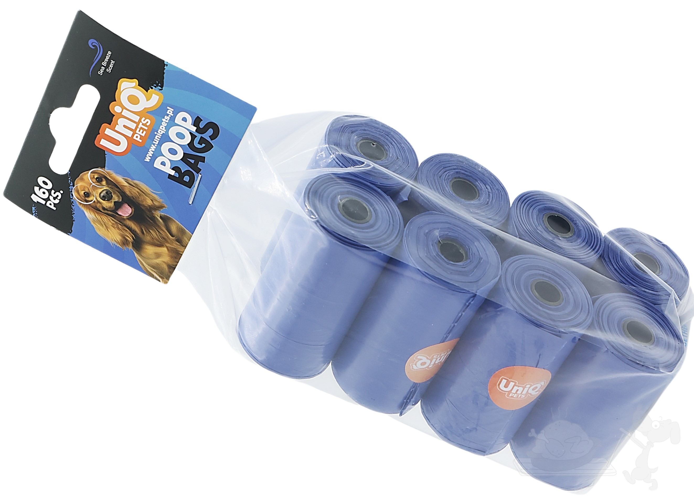 UNIQ PETS sáčky na psí exkrementy s vůní moře 8x20 ks modré