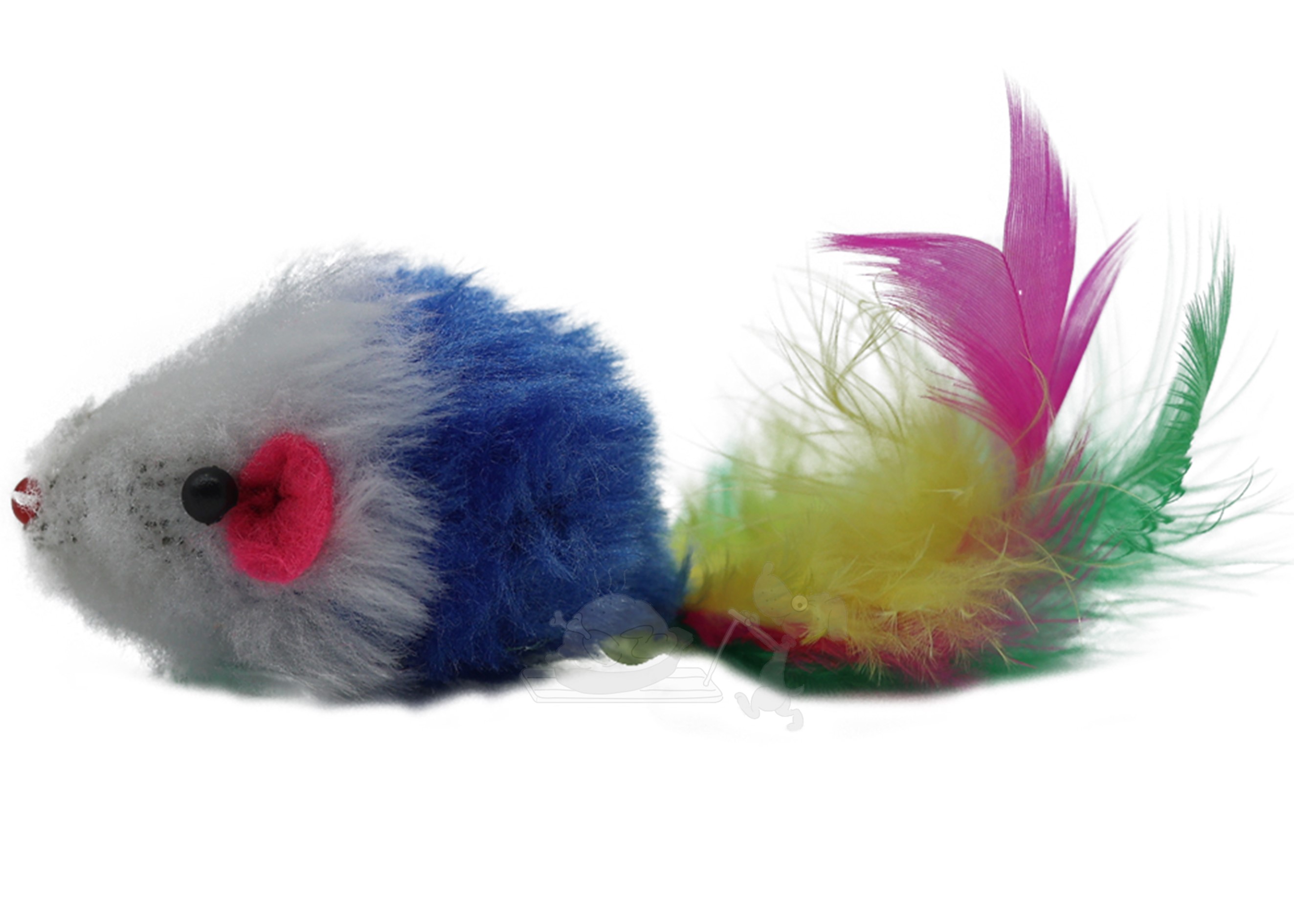 UNIQ PETS hračka pro kočky, plyšová myška s peřím 9cm