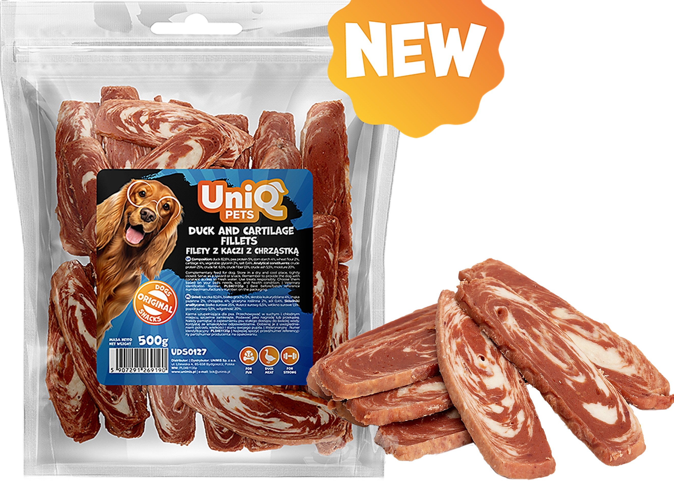 UNIQ PETS kachní filety s chrupavkami 500g