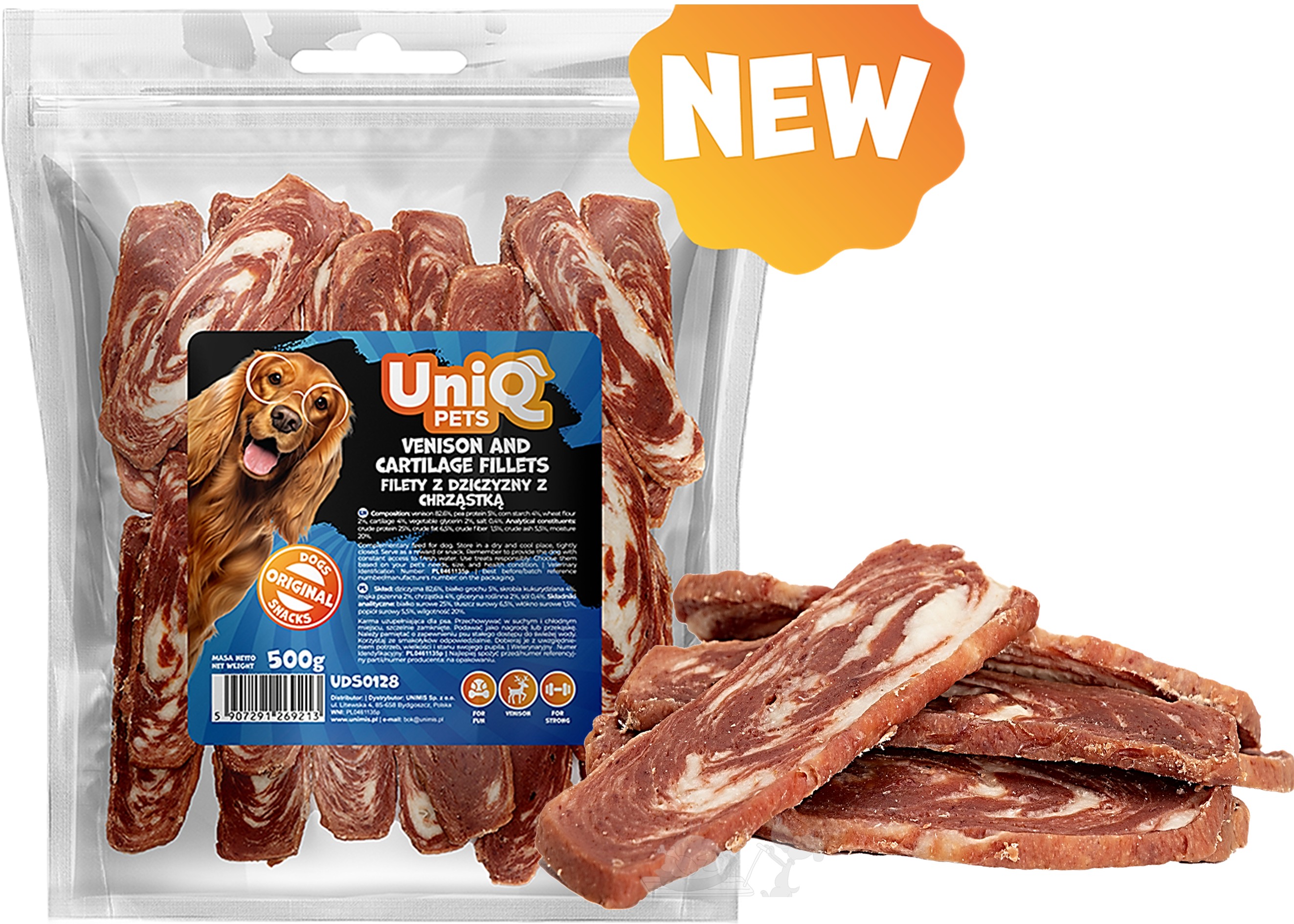 UNIQ PETS jelení filety s chrupavkami 500g