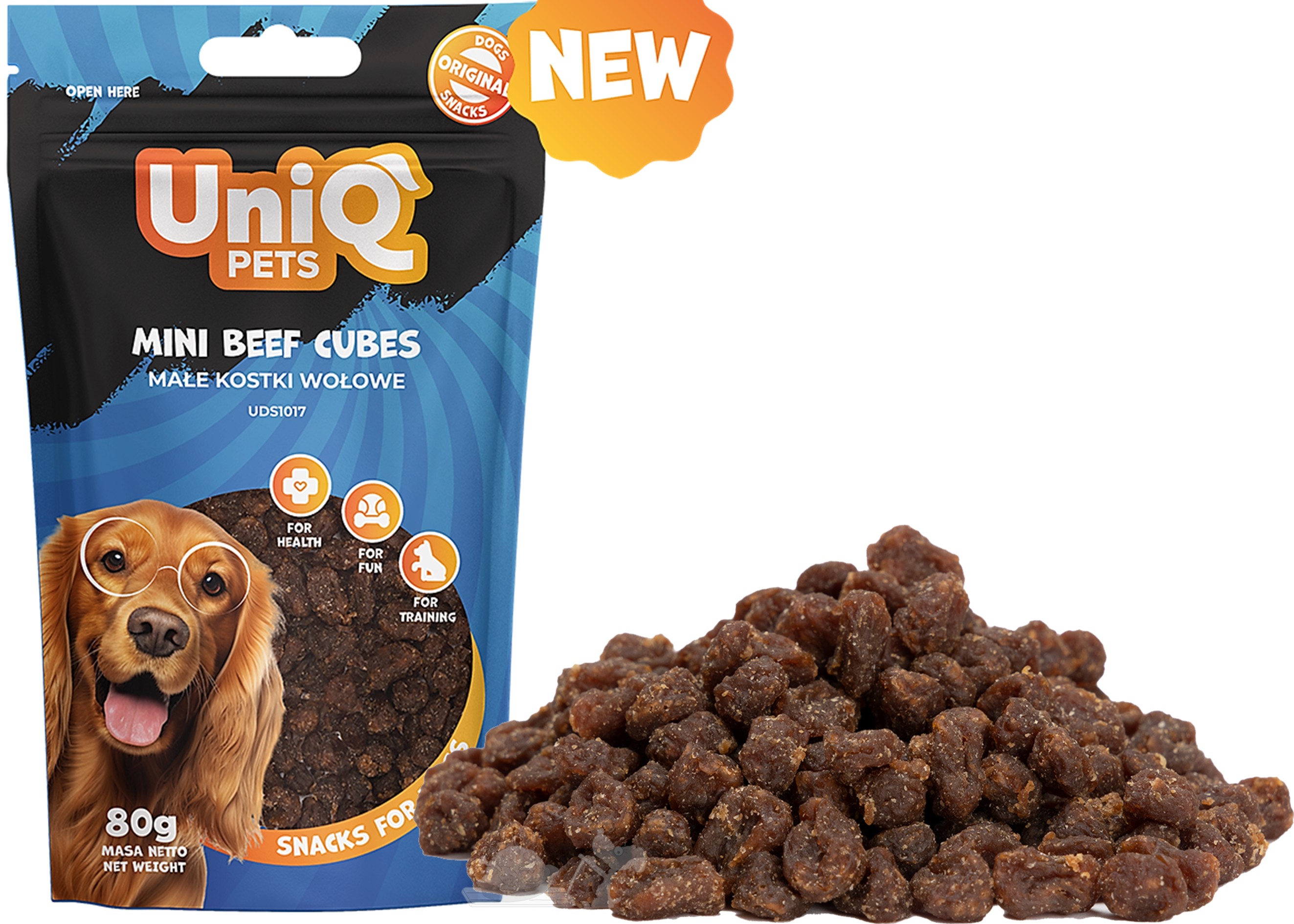 UNIQ PETS hovězí mini kousky 80g (měkké)