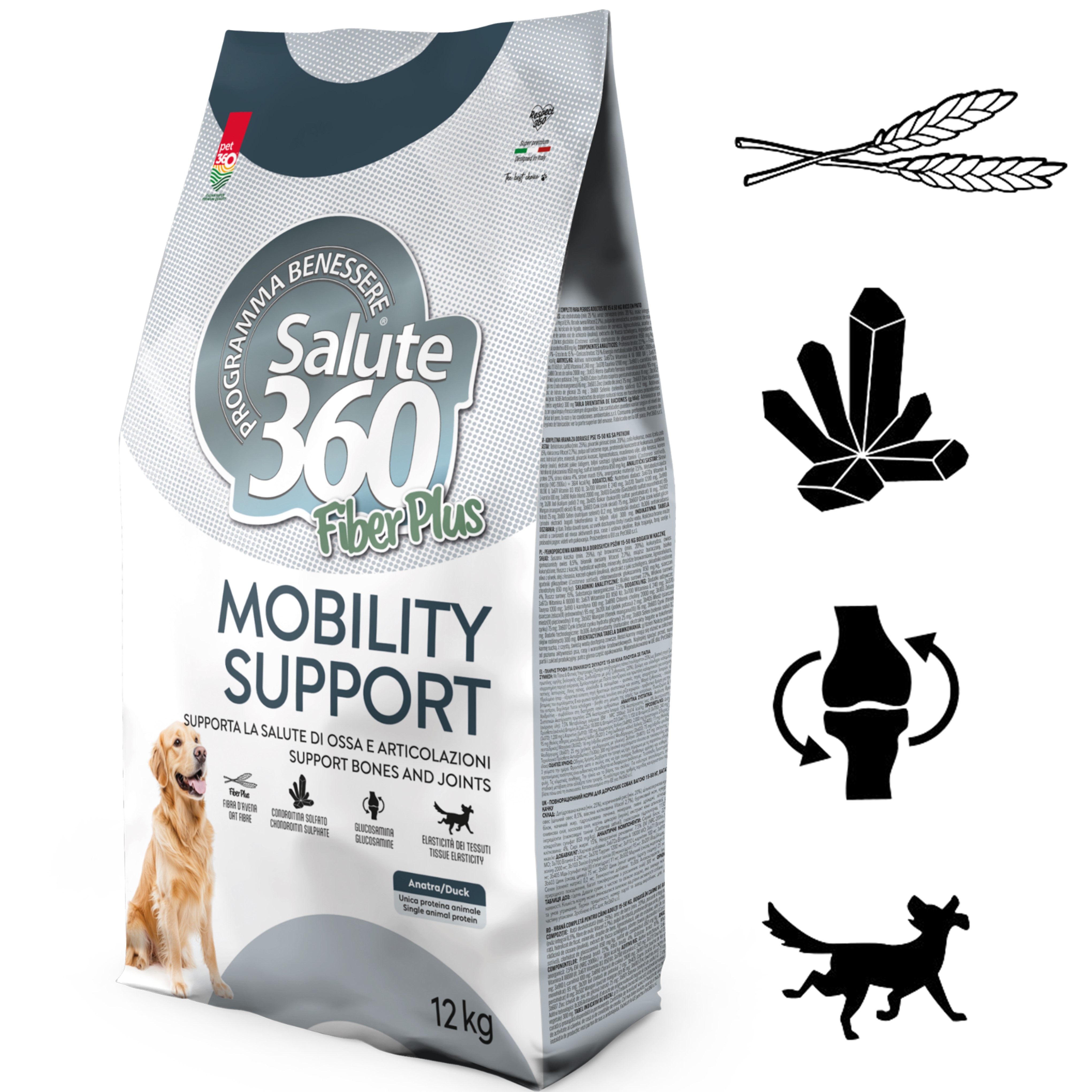 SALUTE FIBER PLUS pro psy MOBILITY SUPPORT – kachna, vláknina a prebiotika 12kg