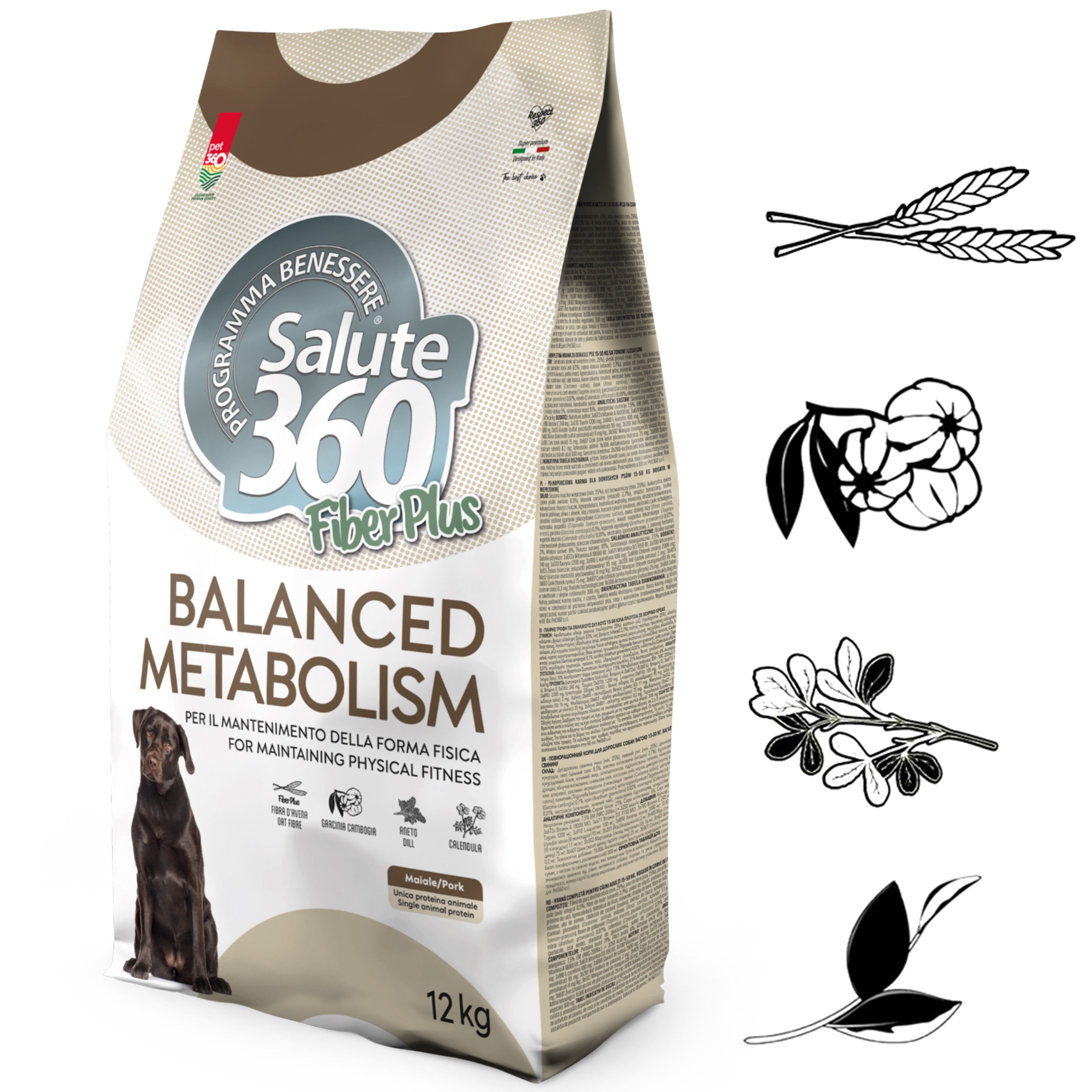 SALUTE FIBER PLUS pro psy BALANCED METABOLISM – vepřové, vláknina a prebiotika 12kg