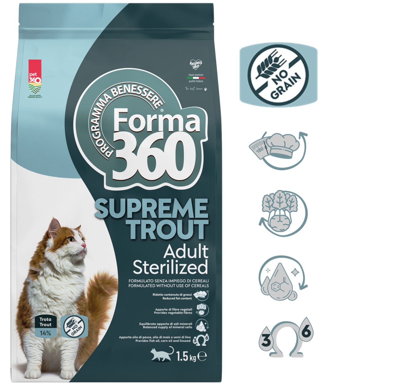FORMA pro kastrované kočky SUPREME TROUT GRAIN FREE – pstruh 1,5kg