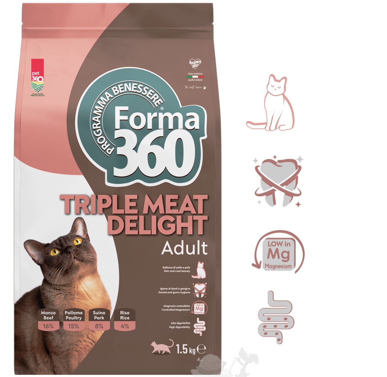 FORMA pro kočky TRIPLE MEAT DELIGHT – kuře, hovězí a vepřové 1,5kg
