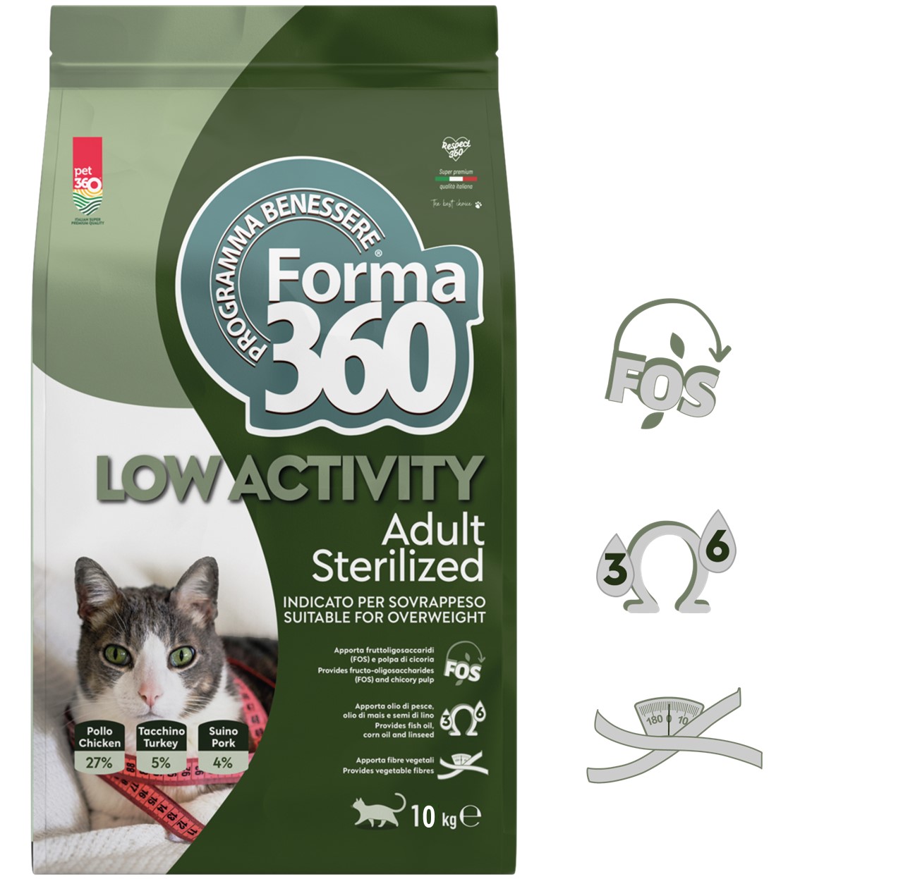 FORMA pro kastrované kočky LOW ACTIVITY – kuře, krůta a vepřové 10kg