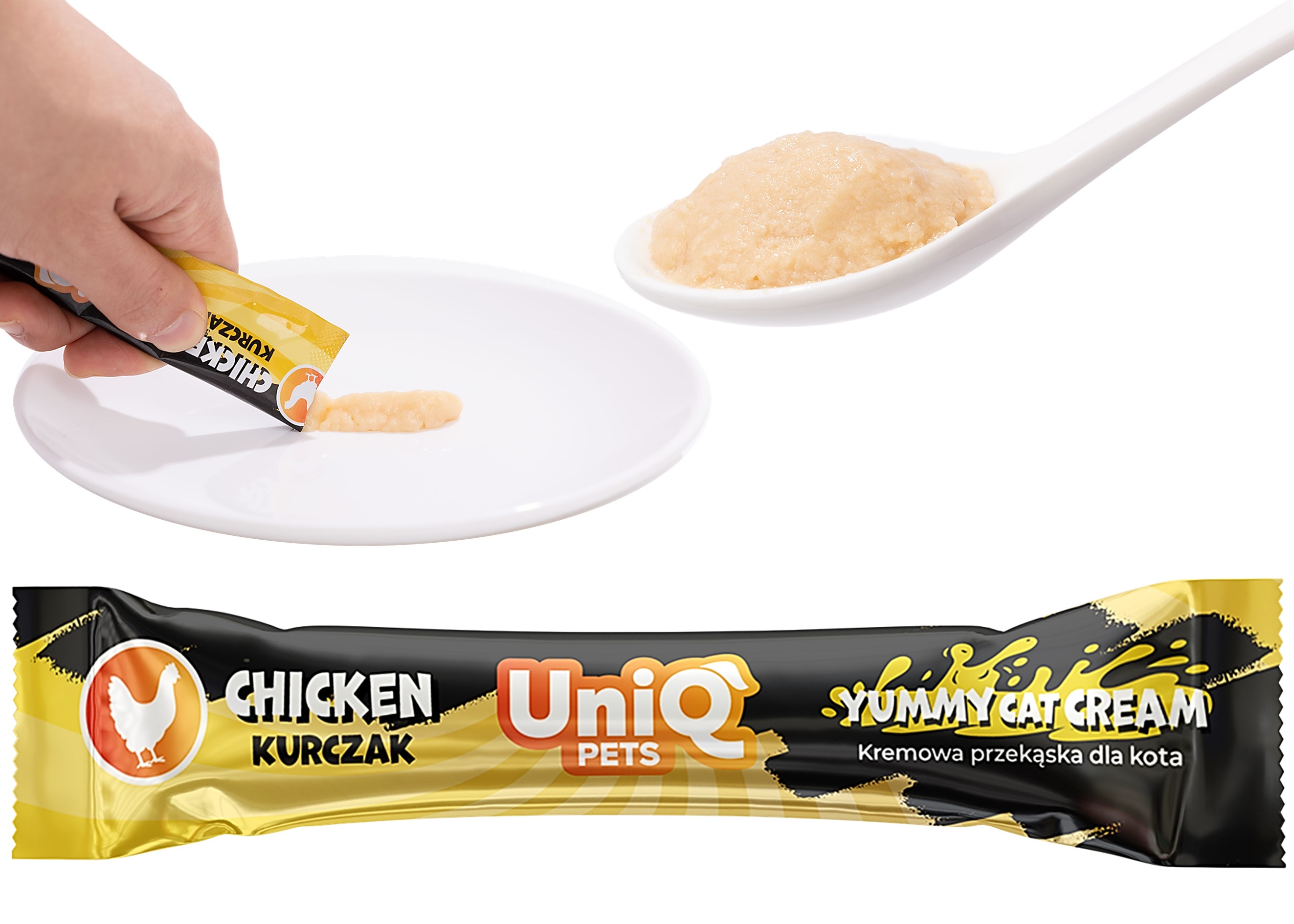 UNIQ PETS CAT lahodný krém pro kočky s kuřecím masem 15g