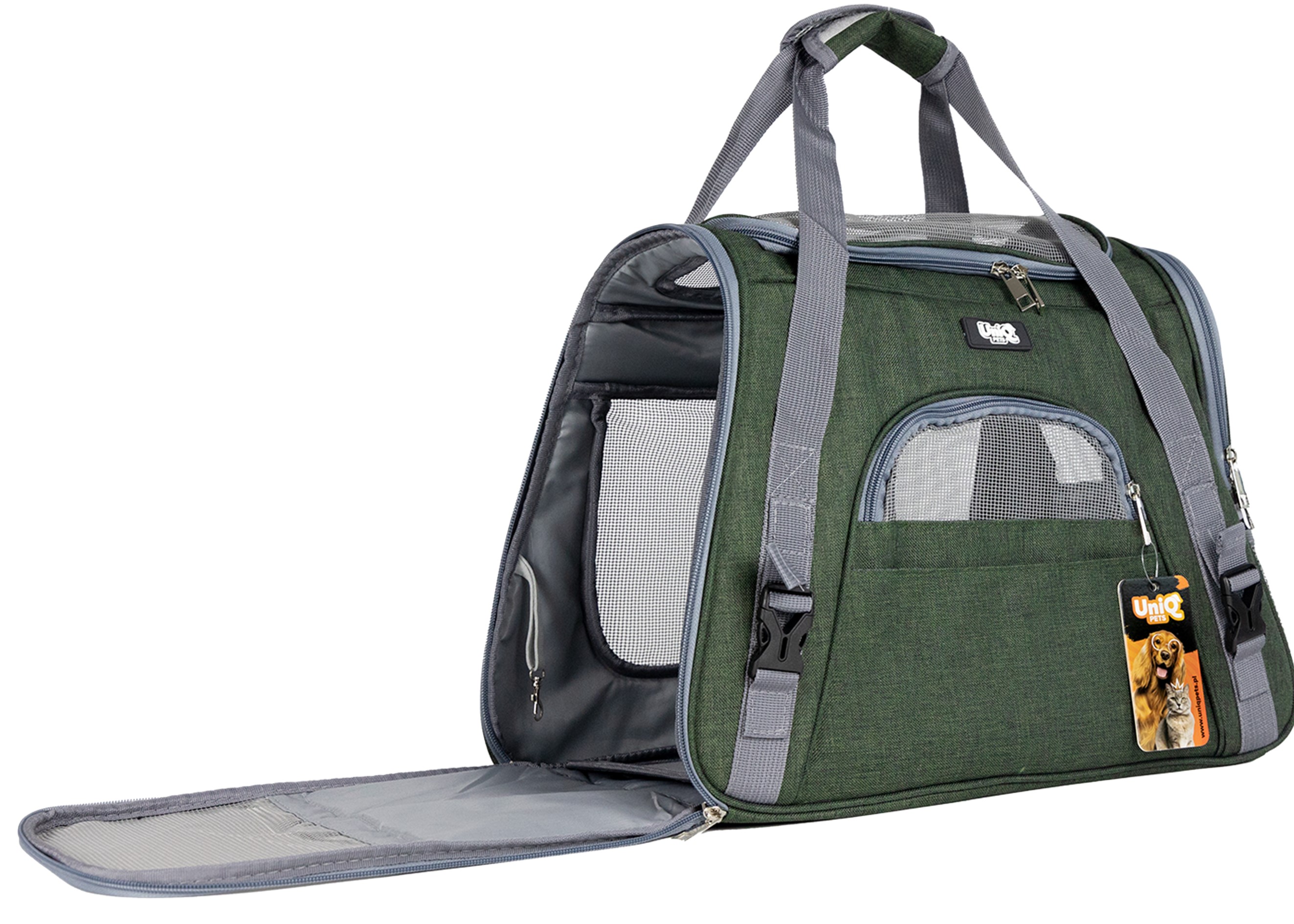 UNIQ PETS přepravní taška Furtote Petventure pro psy a kočky, zelená 45×25×34cm (do 7 kg)