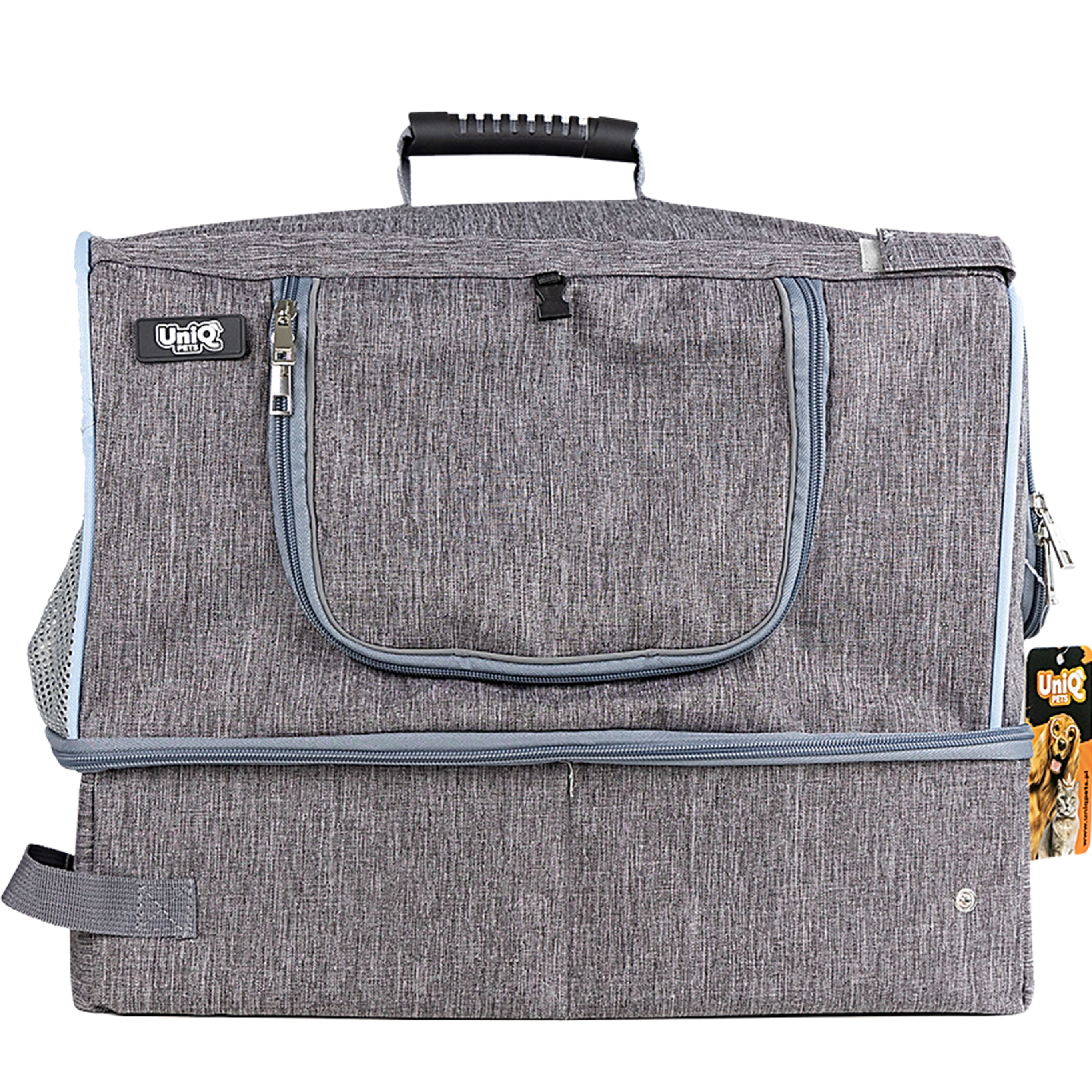 UNIQ PETS přepravní WC taška pro psy a kočky FurCabin, šedá 43×33×35cm (do 8 kg)