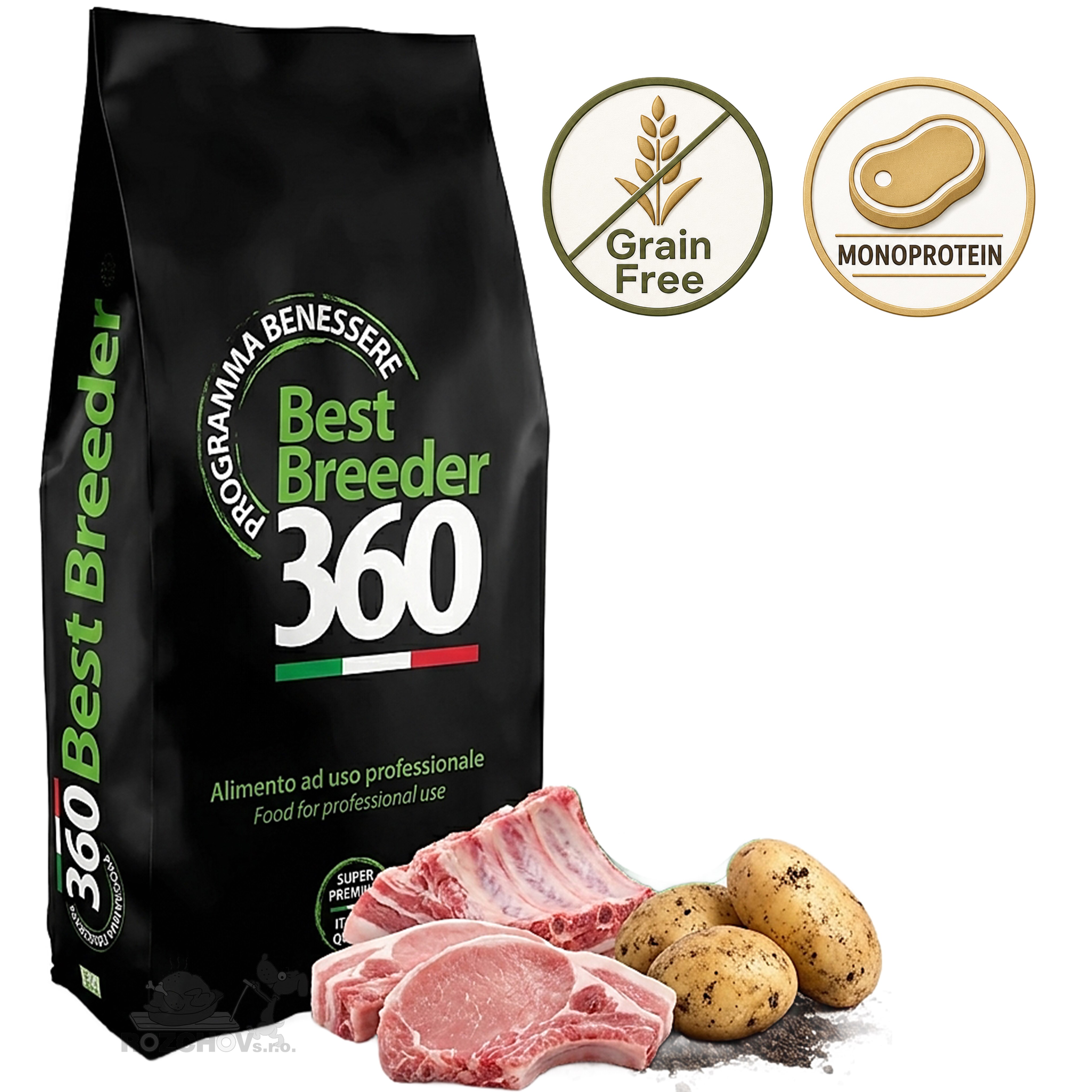 SALUTE Master Breeder monoprotein pes Grain Free (bez obilovin) – vepřové 20kg