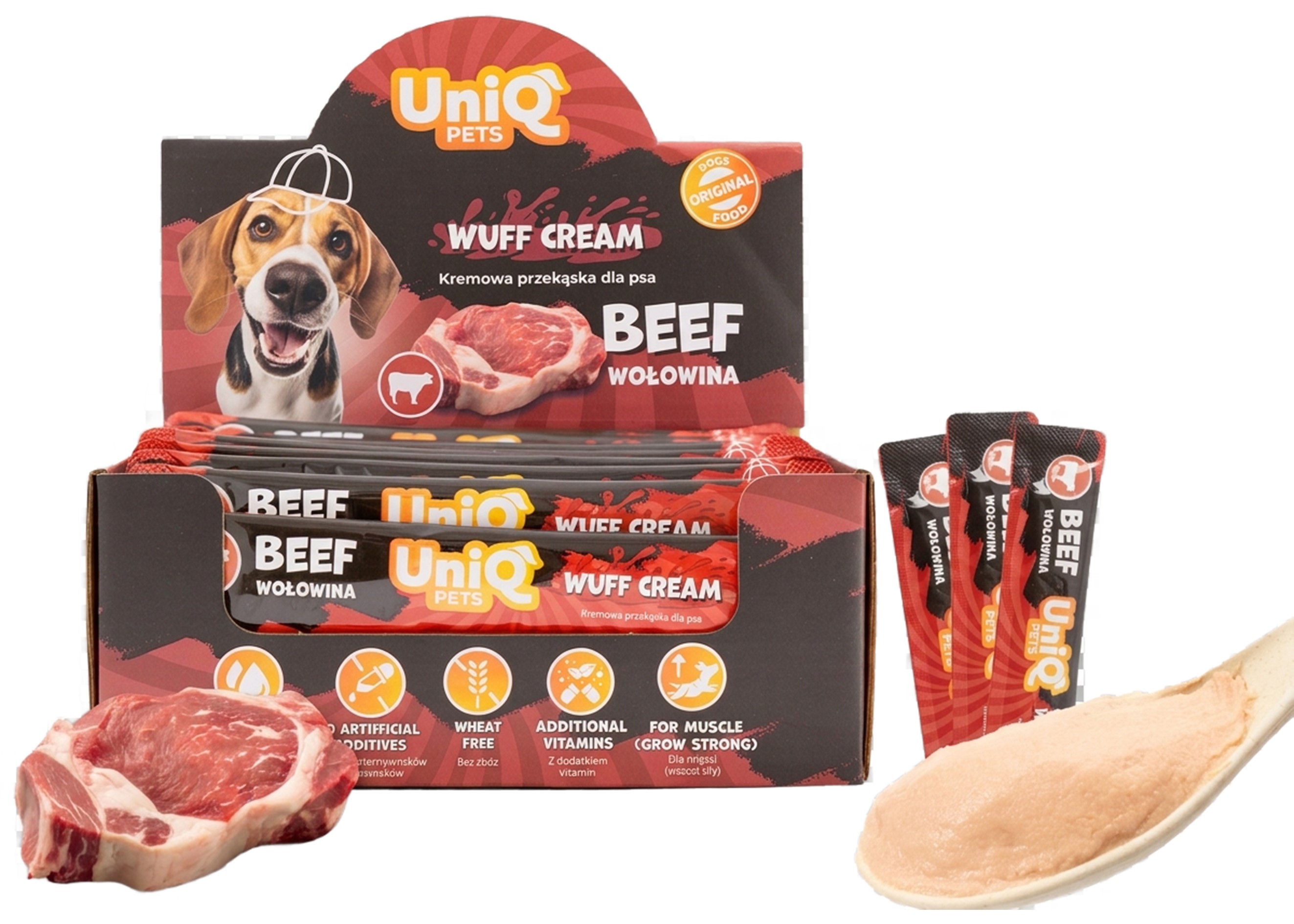 UNIQ PETS DOG lahodný krém s hovězím masem 15g