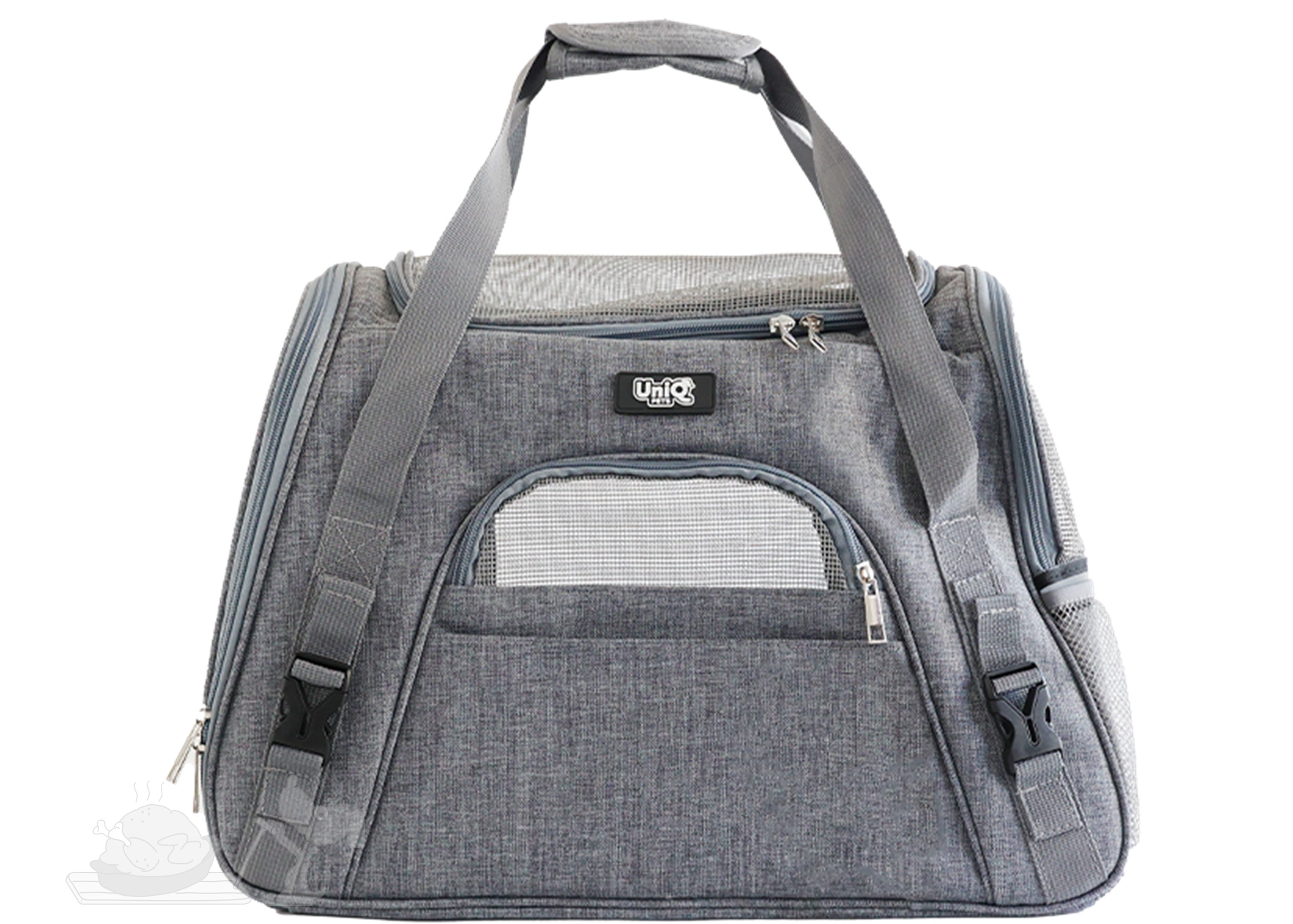 UNIQ PETS přepravní taška Furtote Petventure pro psy a kočky, šedá 45×25×34cm (do 7 kg)
