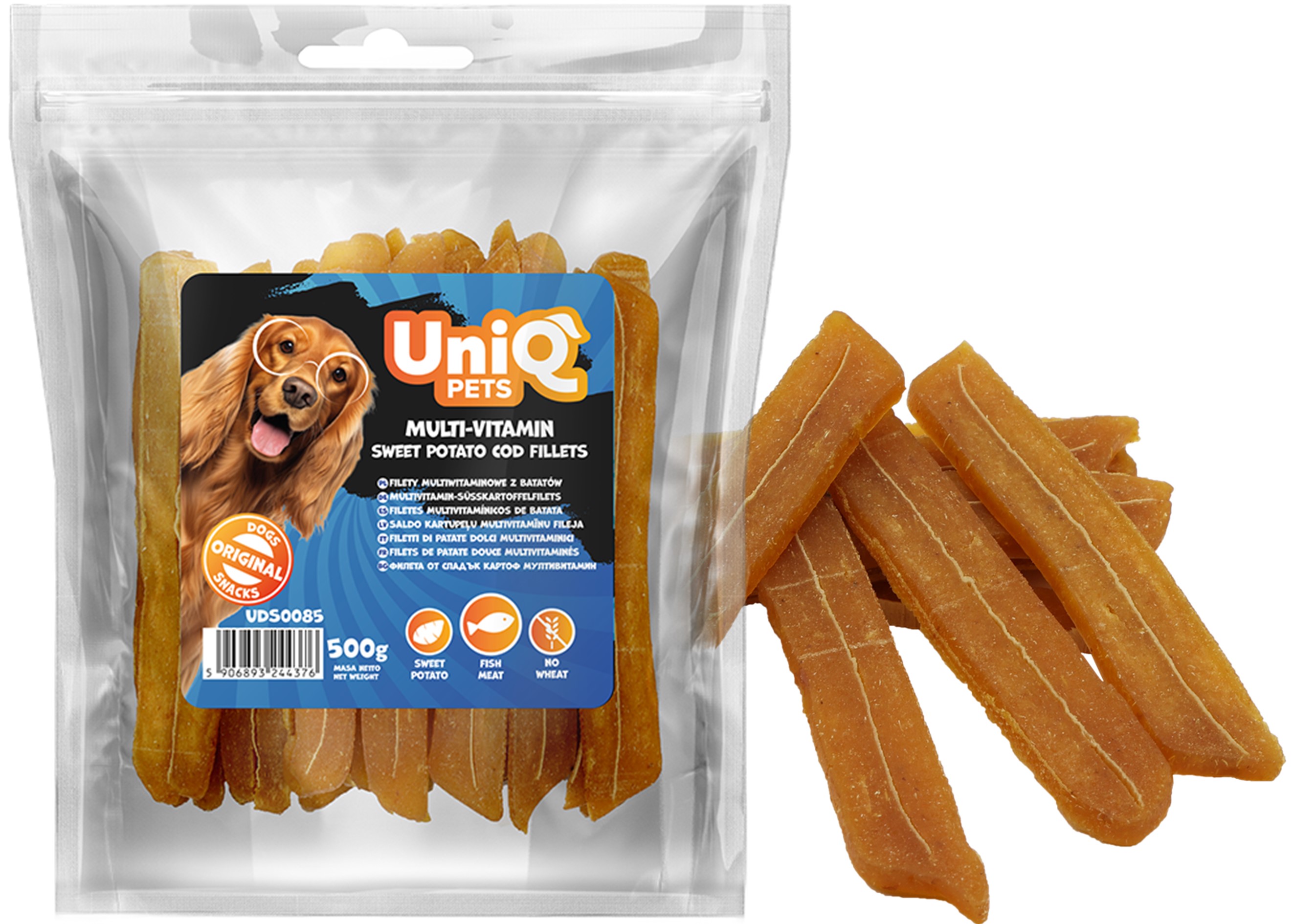 UNIQ PETS multivitaminové filety z batátu z tresky 500g